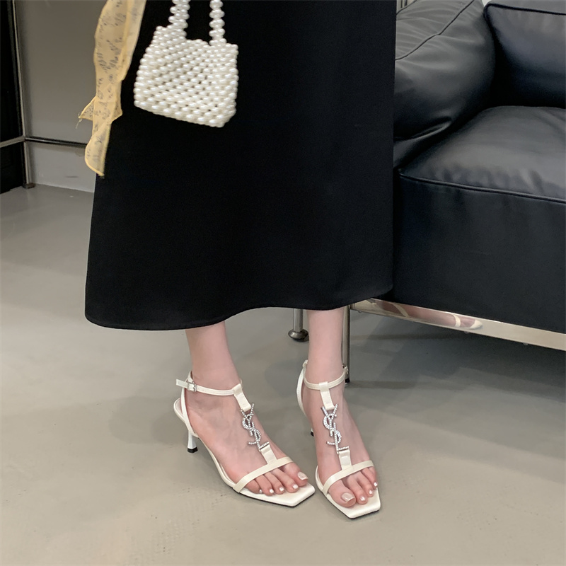 Elegant Square Toe High Heel Sandals 2026 Summer New Strappy Open Toe Thin Heel Women's Shoes - Image 4