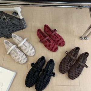 JIAMANNI Handwoven Hollow Out Women's Shoes Soft Sole Breathable Shallow Mouth Slip-On Flat Shoes