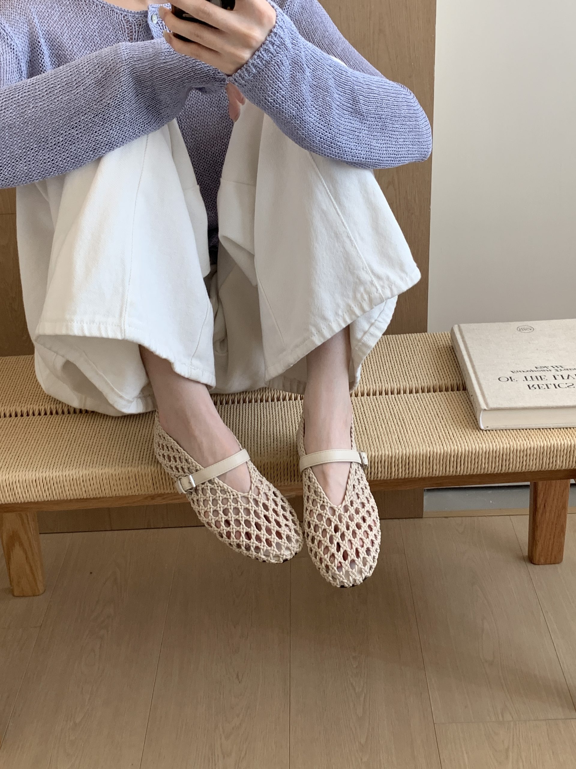 JIAMANNI Handwoven Hollow Out Women's Shoes Soft Sole Breathable Shallow Mouth Slip-On Flat Shoes - Image 2