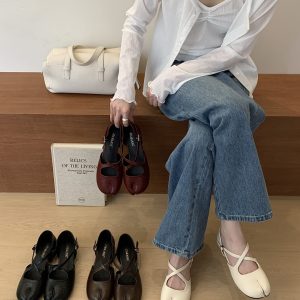 JIAMANNI Japanese Style Square Toe Ballet Flats with Hidden Heel for Women 2026 Early Autumn Mary Jane Shoes