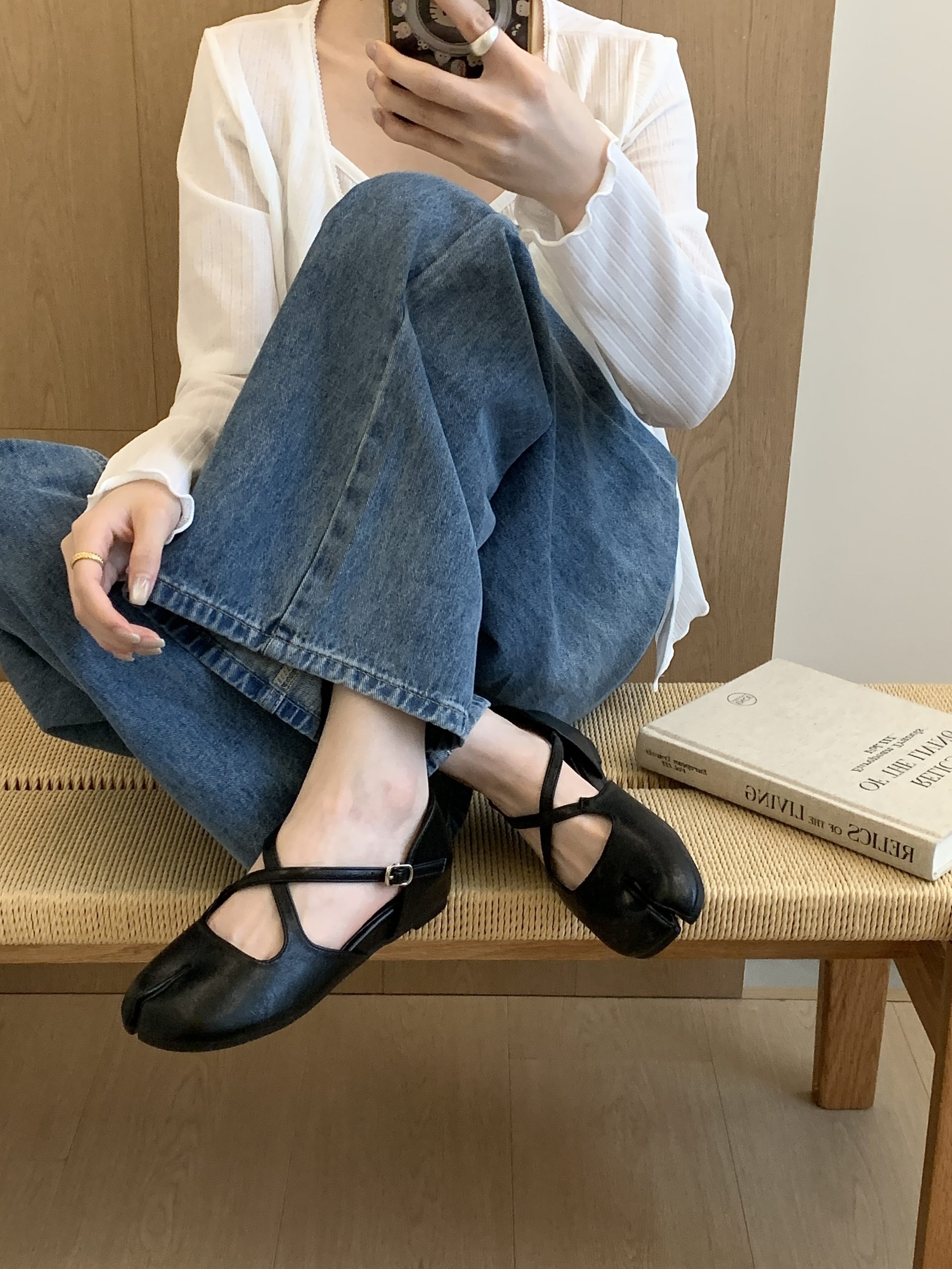 JIAMANNI Japanese Style Square Toe Ballet Flats with Hidden Heel for Women 2026 Early Autumn Mary Jane Shoes - Image 3