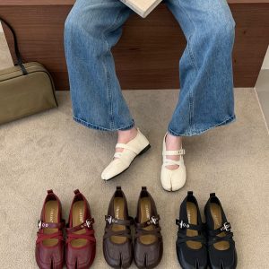 JIAMANNI Japanese Style Square Toe Ballet Flats Women Mary Jane Shoes 2026 Spring Autumn Low Top Shoes