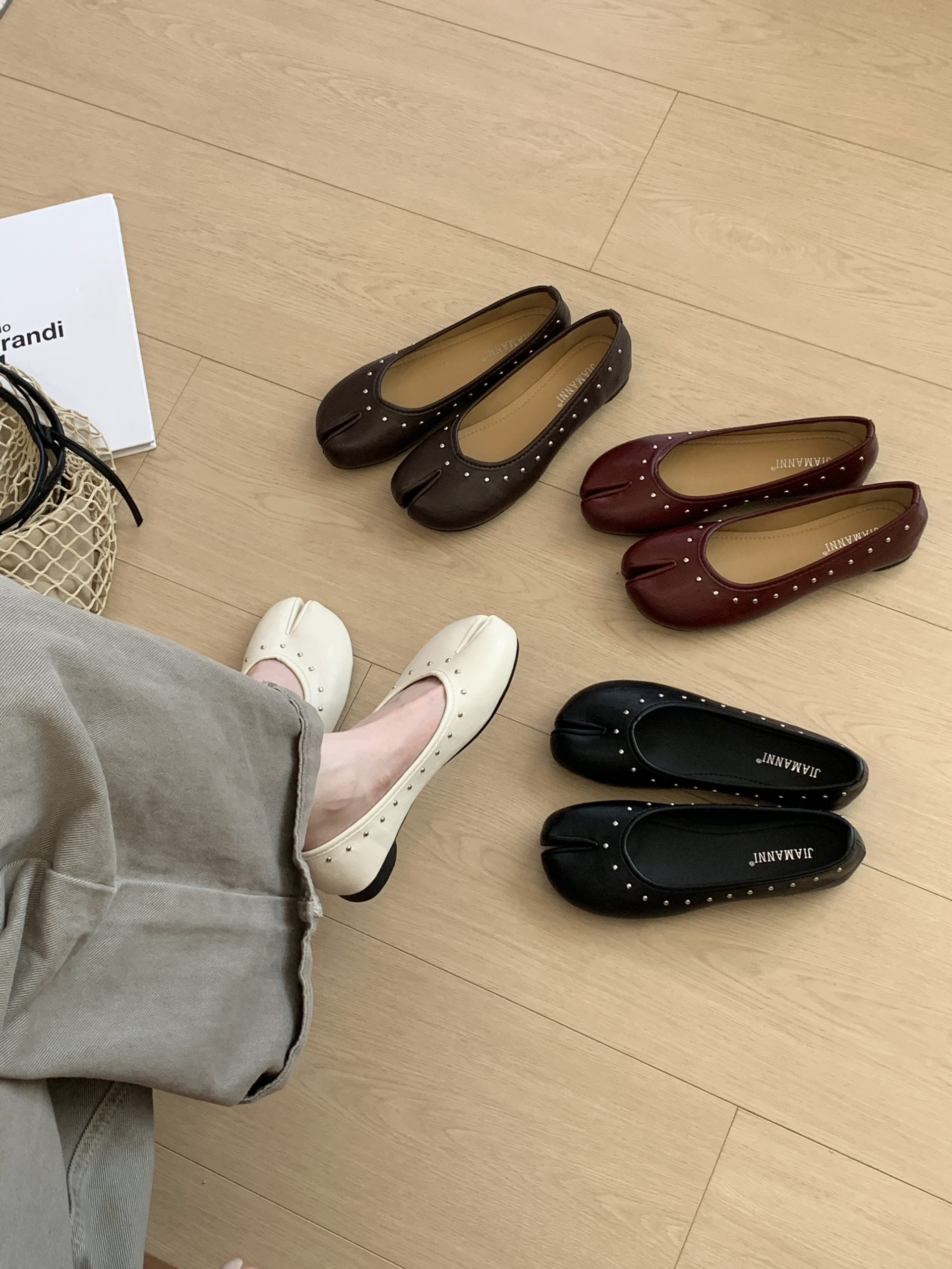 JIAMANNI Japanese Style Square Toe Ballet Flats Women's Mary Jane Shoes 2026 Spring Autumn Low Top Shoes