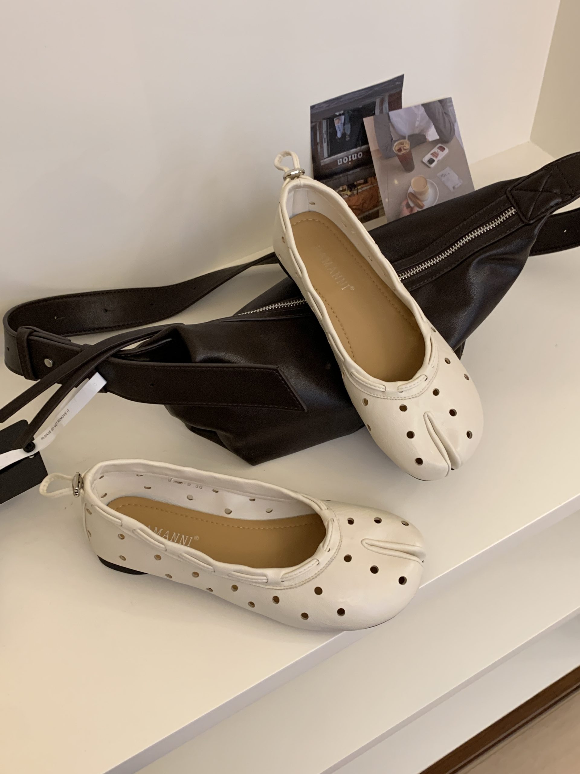 JIAMANNI Retro Hollow Split-Toe Slip-On Shoes Women's Fashion Design Drawstring Loafers - Image 2