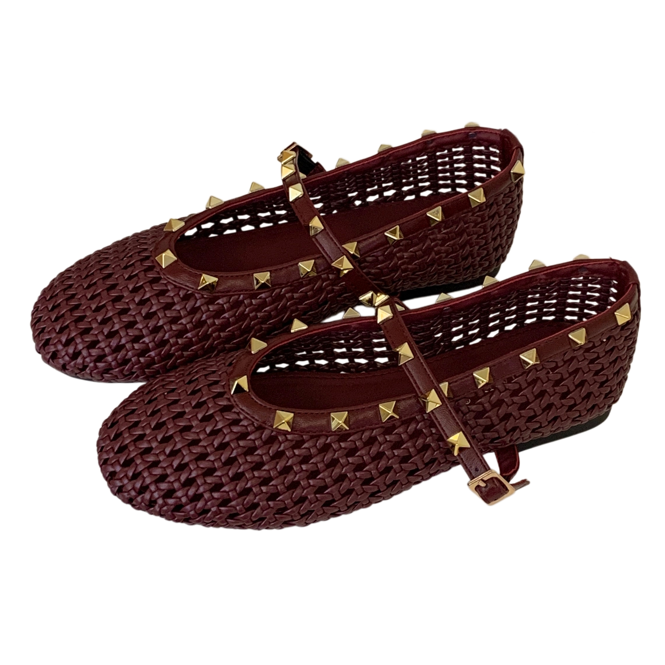 JIAMANNI Woven Hollow Breathable French Retro Rivet Flat Shoes for Women 2026 Autumn New Round Toe Slip-On - Image 5