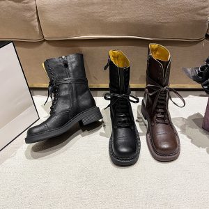 Vintage British Martin Boots Women 2025 New Winter Thick Heel Belt Buckle Short Boots Motorcycle Boots Fashion Single Boots
