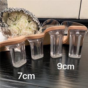 Women's French Style Transparent Strap Crystal Heel Slippers Summer Fairy Wind 5cm 7cm 9cm Heel Height