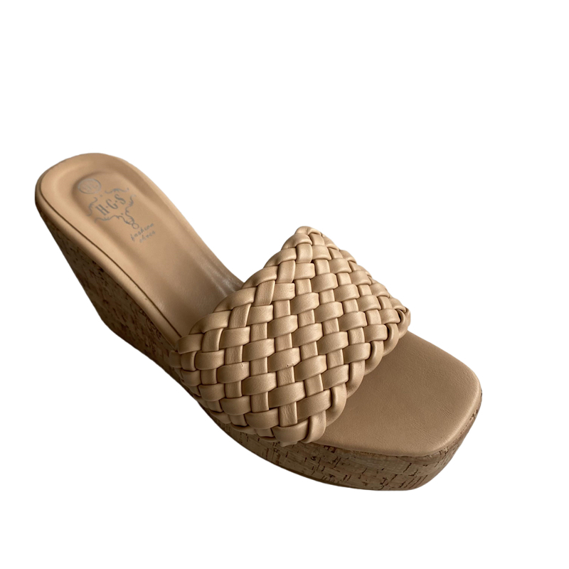 Women's Wedge Slippers 2025 Summer New Korean Style Platform Thick Sole Retro Woven High Heel One-Band Slide Sandals - Image 5